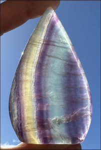 Banded FLUORITE Flame of Life Standing Stone - Excellent for meditation