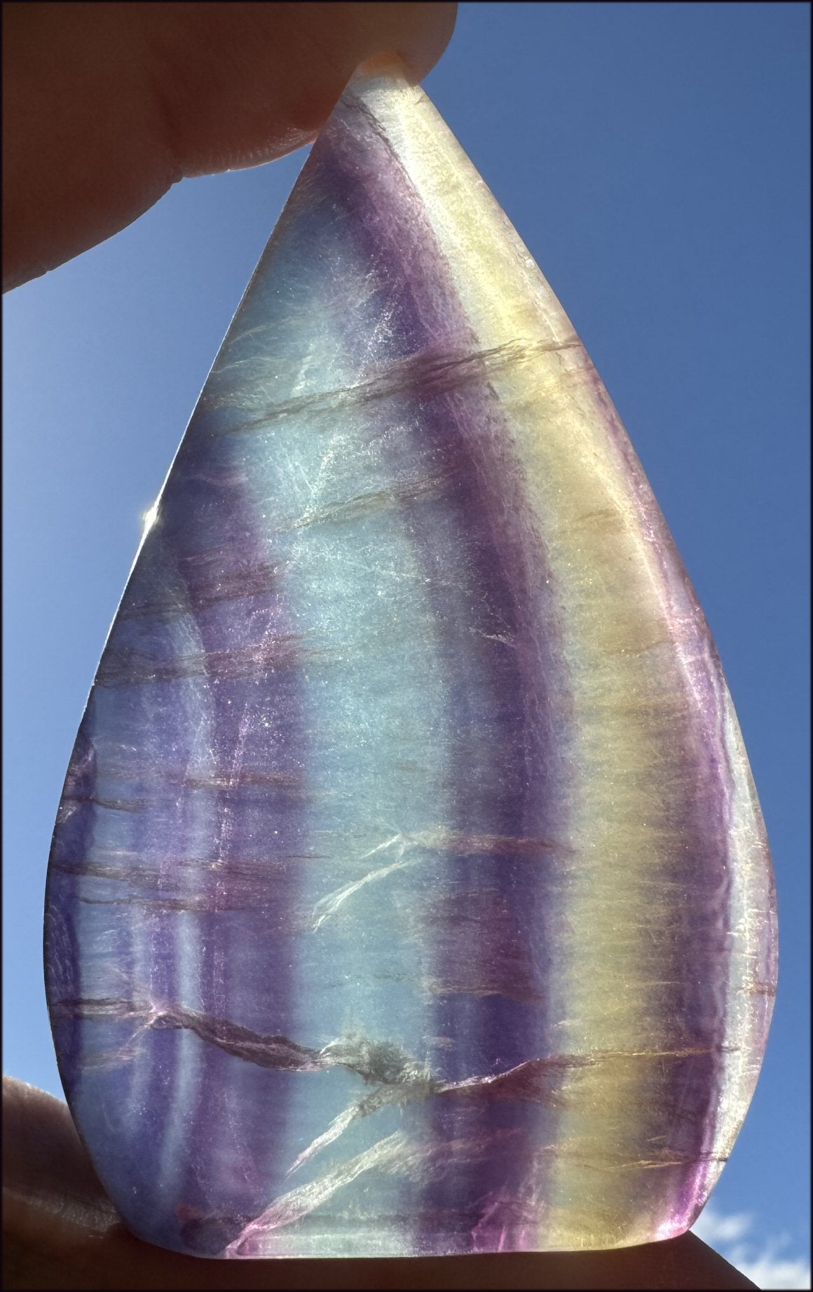 Banded FLUORITE Flame of Life Standing Stone - Excellent for meditation