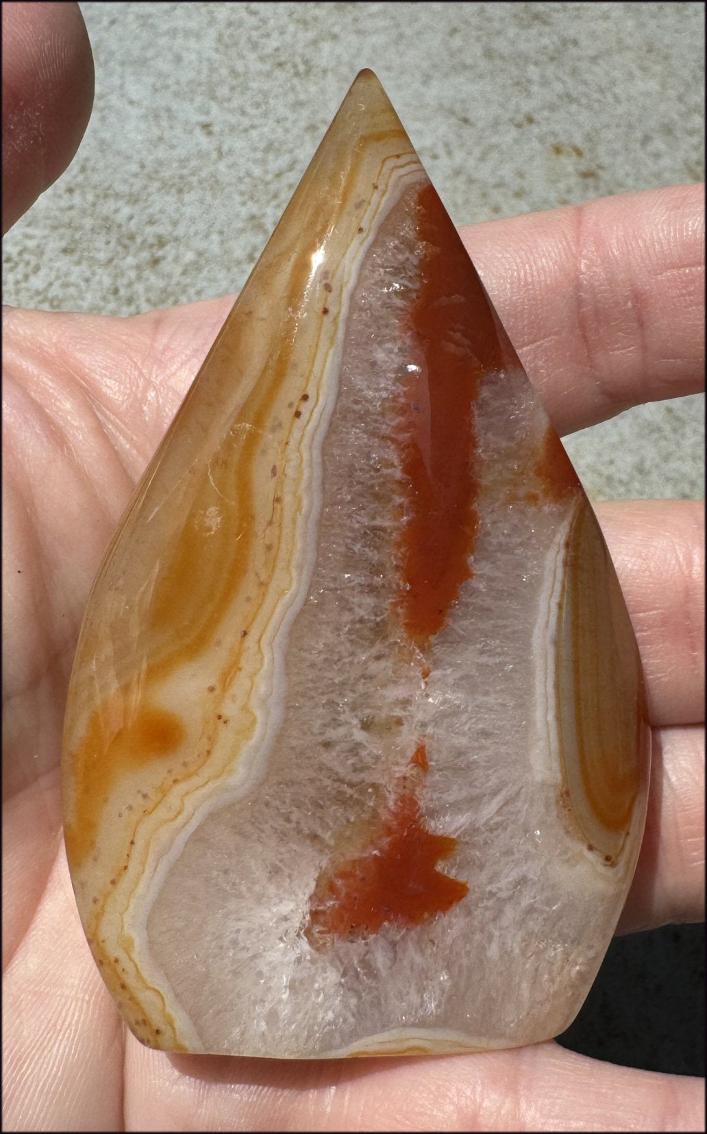 Carnelian FLAME OF LIFE Standing Stone - Joy, Courage