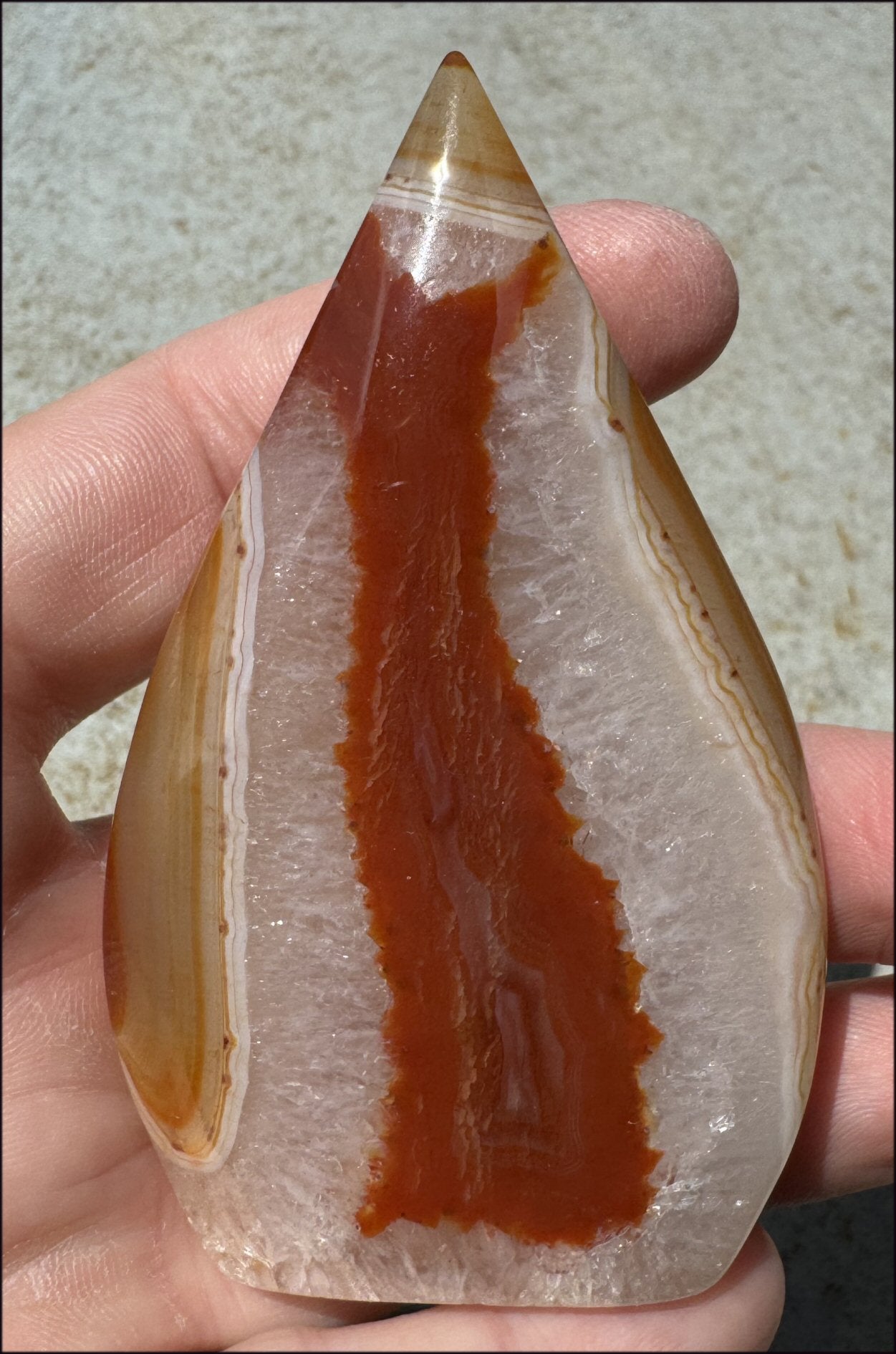 Carnelian FLAME OF LIFE Standing Stone - Joy, Courage