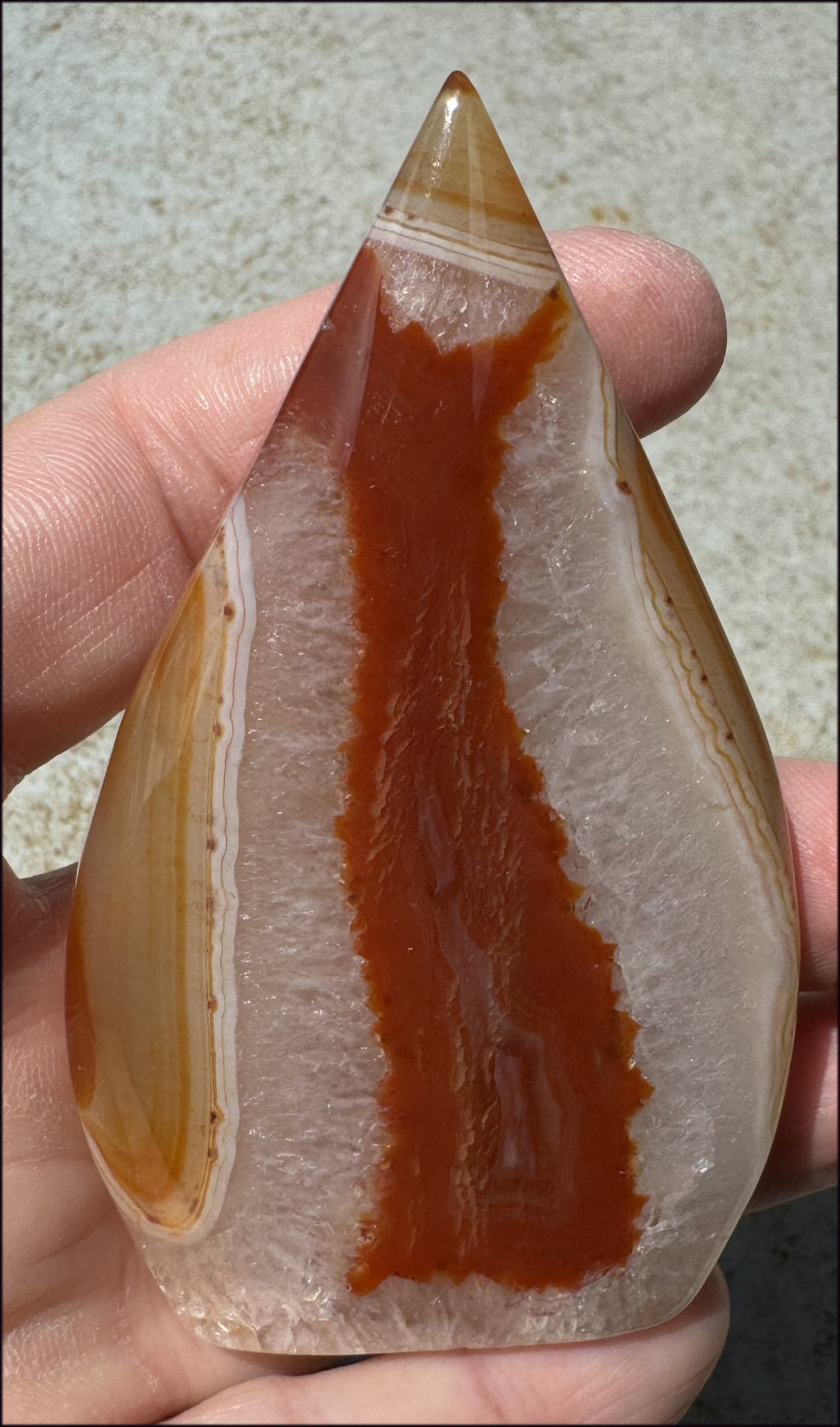 Carnelian FLAME OF LIFE Standing Stone - Joy, Courage