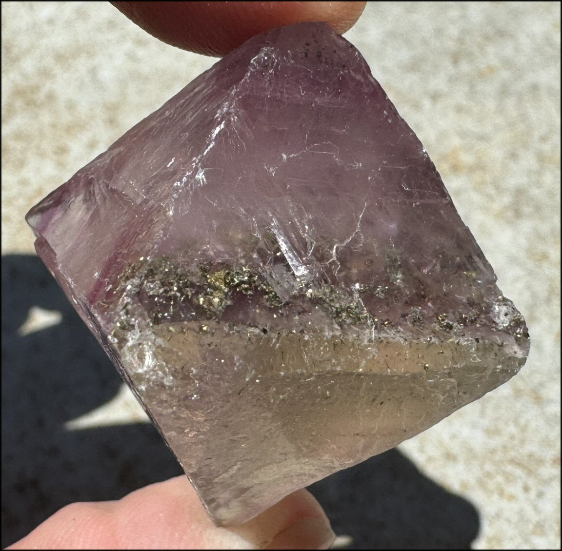 Natural Fluorite OCTAHEDRON Crystal with Pyrite - with Synergy 16+ years