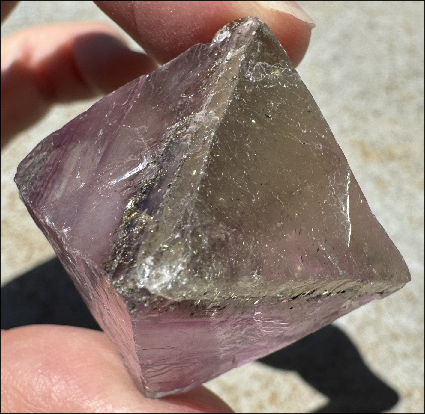 Natural Fluorite OCTAHEDRON Crystal with Pyrite - with Synergy 16+ years