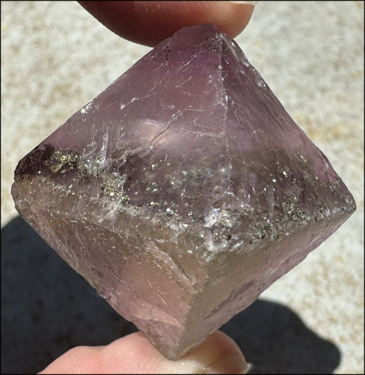 Natural Fluorite OCTAHEDRON Crystal with Pyrite - with Synergy 16+ years