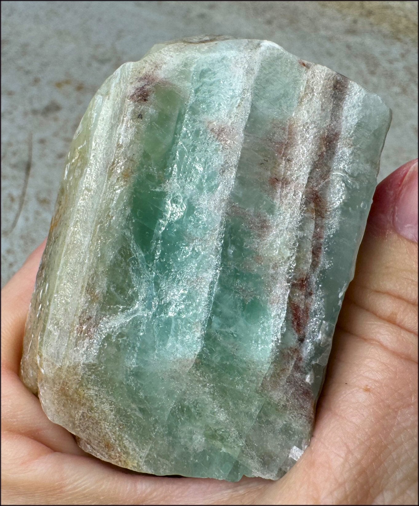 Banded GREEN Calcite Crystal Specimen with Hematite - Abundance, Intuition