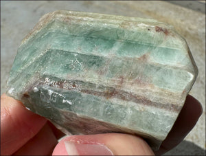 Banded GREEN Calcite Crystal Specimen with Hematite - Abundance, Intuition