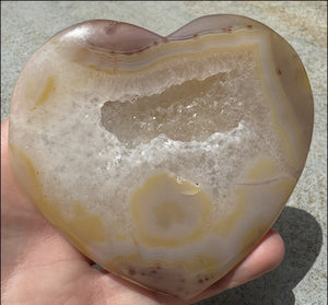 XL Agate Crystal HEART with Fantastic Druzy Crystal Lined VUG, Dendrites