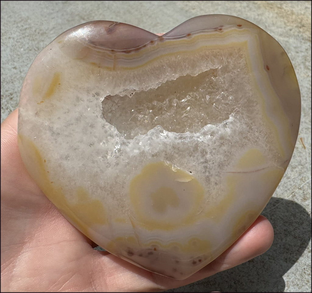 XL Agate Crystal HEART with Fantastic Druzy Crystal Lined VUG, Dendrites