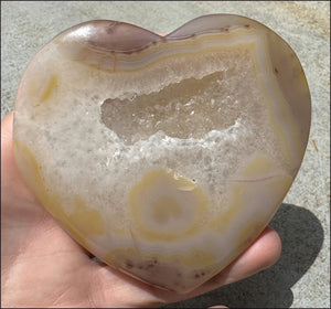 XL Agate Crystal HEART with Fantastic Druzy Crystal Lined VUG, Dendrites