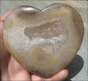 XL Agate Crystal HEART with Fantastic Druzy Crystal Lined VUG, Dendrites