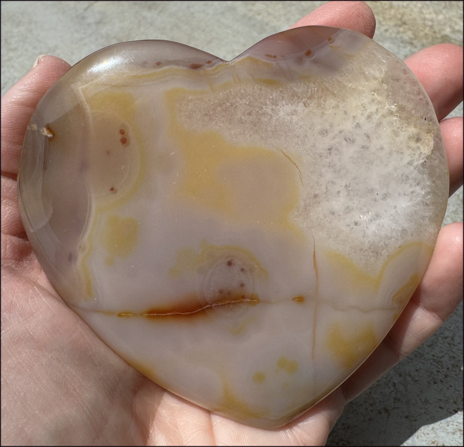 XL Agate Crystal HEART with Fantastic Druzy Crystal Lined VUG, Dendrites