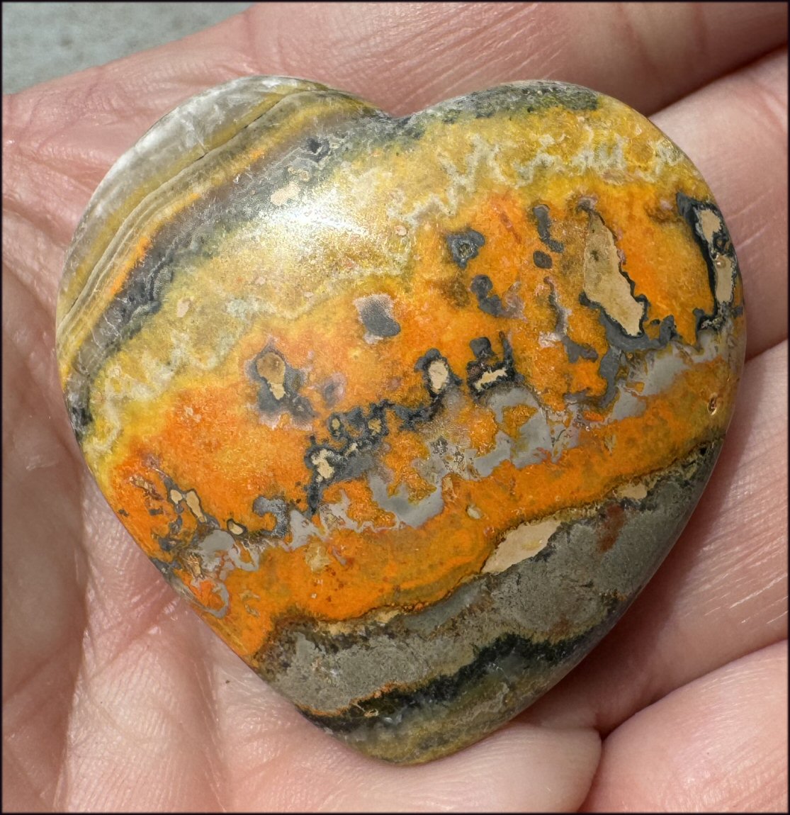 Bumblebee Jasper Crystal HEART - Positivity, Creativity