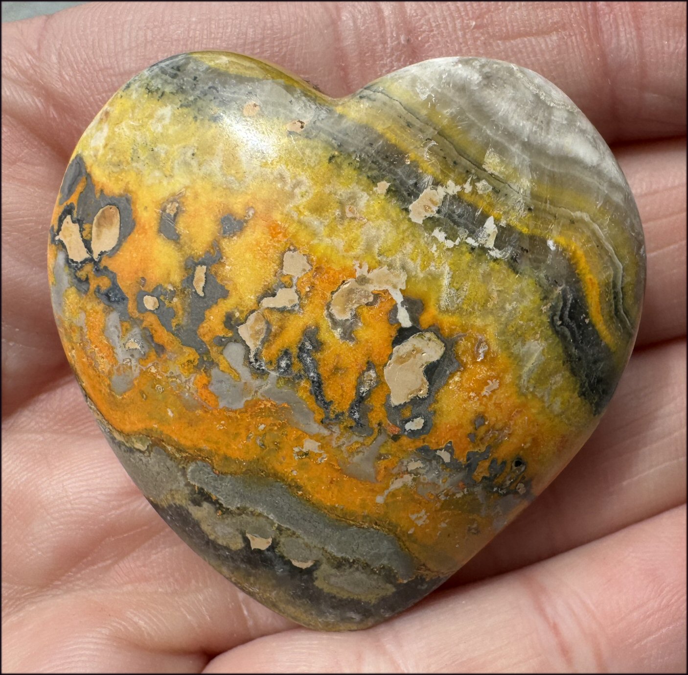 Bumblebee Jasper Crystal HEART - Positivity, Creativity