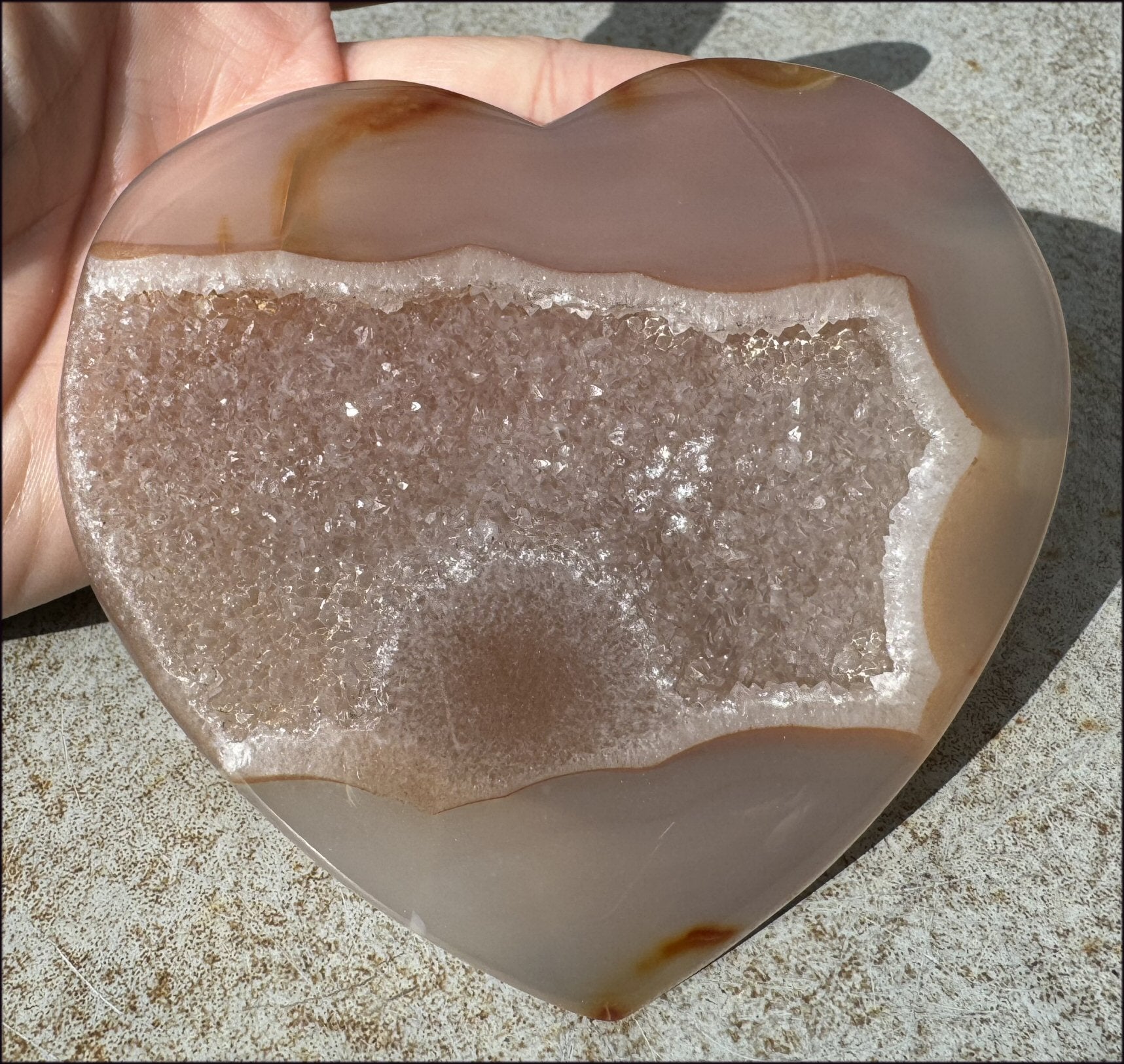 XL Agate Crystal HEART with Fantastic Druzy Crystal Lined VUG