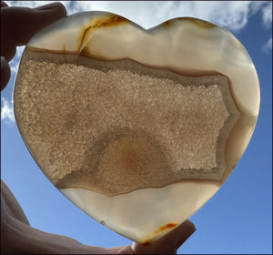 XL Agate Crystal HEART with Fantastic Druzy Crystal Lined VUG