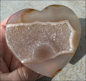 XL Agate Crystal HEART with Fantastic Druzy Crystal Lined VUG