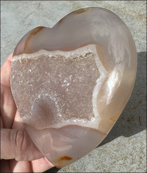 XL Agate Crystal HEART with Fantastic Druzy Crystal Lined VUG