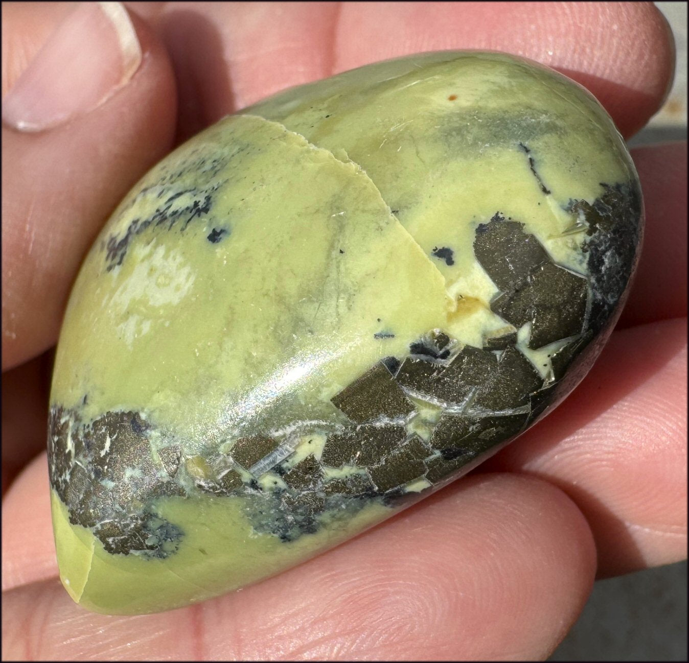 Peruvian GREEN Opal Crystal Heart with Lots of Pyrite - Heart Chakra, Stability