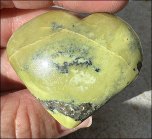 Peruvian GREEN Opal Crystal Heart with Lots of Pyrite - Heart Chakra, Stability