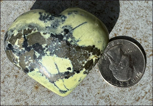 Peruvian GREEN Opal Crystal Heart with Lots of Pyrite - Heart Chakra, Stability