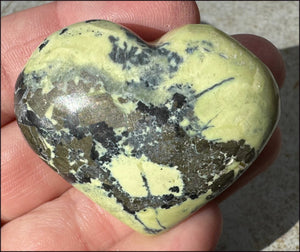 Peruvian GREEN Opal Crystal Heart with Lots of Pyrite - Heart Chakra, Stability