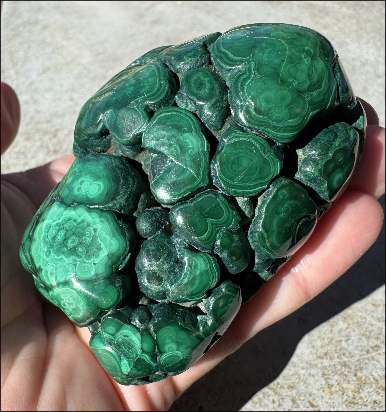 1,690ct XL Malachite Free-form Palm Stone - Heart Chakra - with Synergy 10+ years