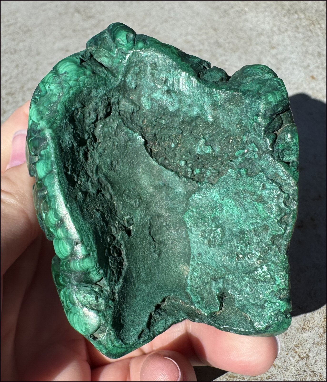 1,690ct XL Malachite Free-form Palm Stone - Heart Chakra - with Synergy 10+ years