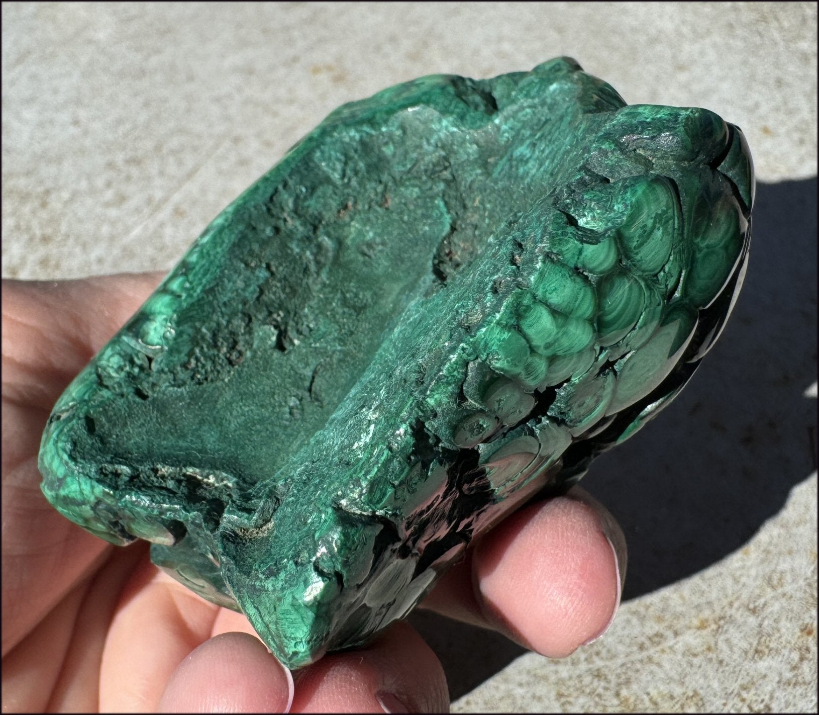 1,690ct XL Malachite Free-form Palm Stone - Heart Chakra - with Synergy 10+ years