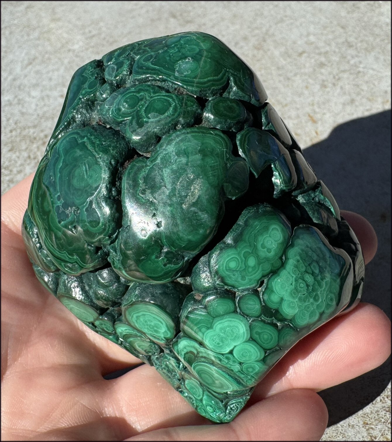 1,690ct XL Malachite Free-form Palm Stone - Heart Chakra - with Synergy 10+ years