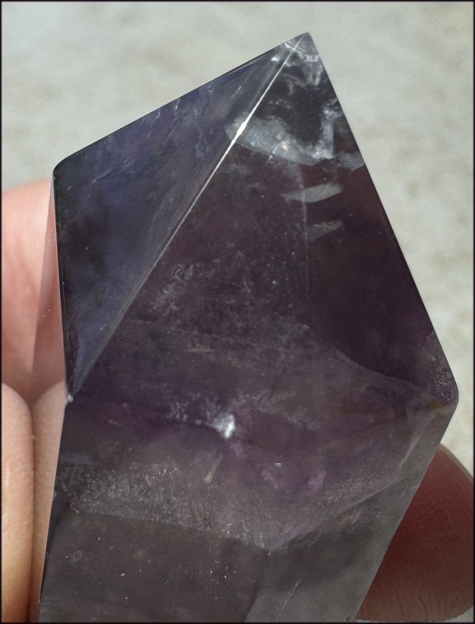 FLUORITE Crystal Obelisk with Hematite - Peace & Calm, Great for meditation!