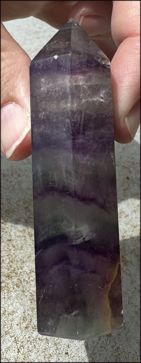 FLUORITE Crystal Obelisk with Hematite - Peace & Calm, Great for meditation!