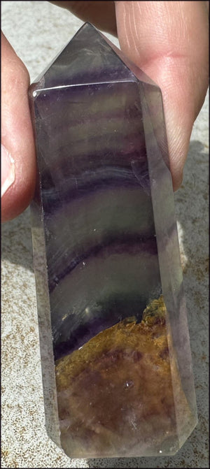 FLUORITE Crystal Obelisk with Hematite - Peace & Calm, Great for meditation!