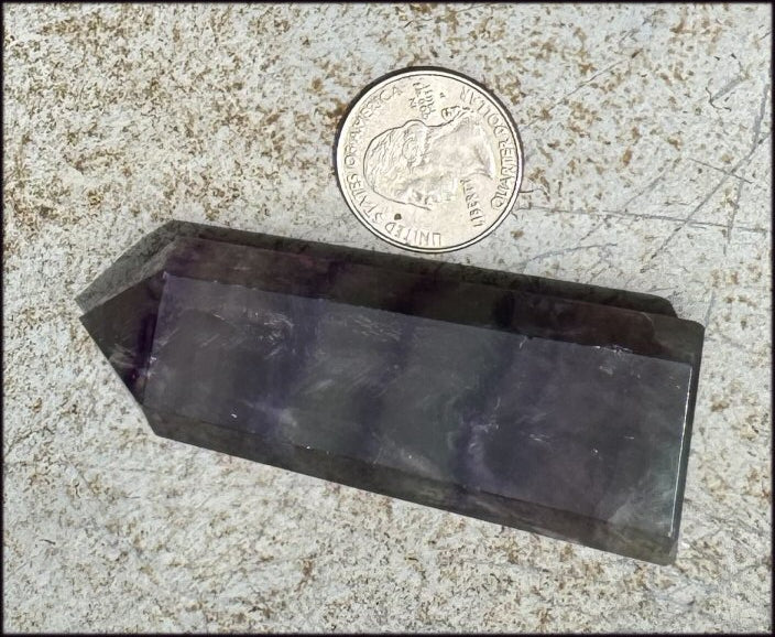 FLUORITE Crystal Obelisk with Hematite - Peace & Calm, Great for meditation!