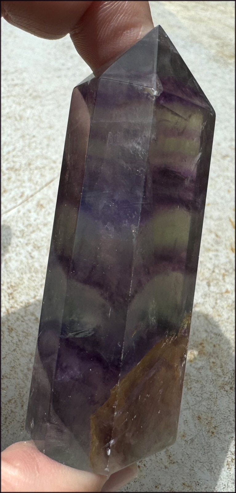 FLUORITE Crystal Obelisk with Hematite - Peace & Calm, Great for meditation!