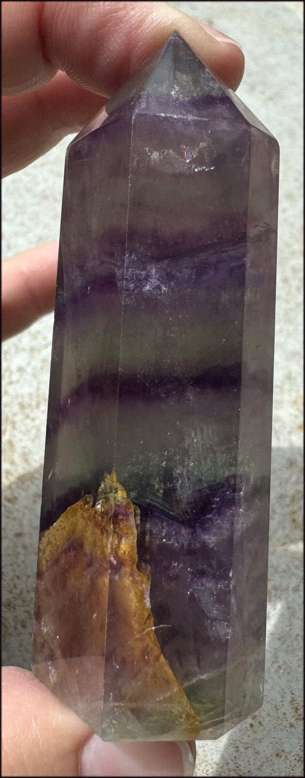 FLUORITE Crystal Obelisk with Hematite - Peace & Calm, Great for meditation!