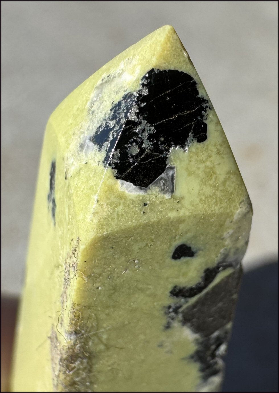 Peruvian GREEN Opal Crystal Obelisk with Lots of Pyrite - Heart Chakra, Stability