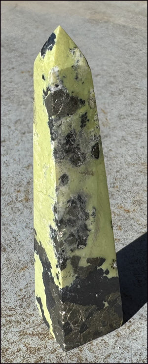 Peruvian GREEN Opal Crystal Obelisk with Lots of Pyrite - Heart Chakra, Stability