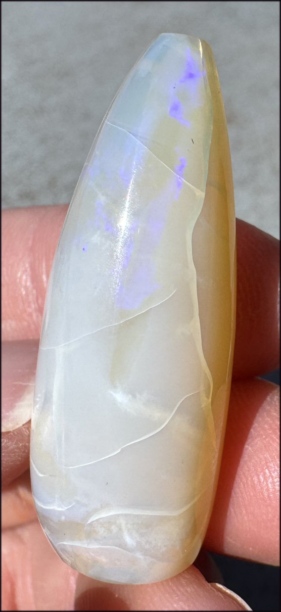 Opal Belemnite Fossil Tip with Purple Fire/Flash - Love, Open to new ideas