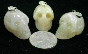 1 MOONSTONE Crystal Skull Pendant w/ Sterling Silver Bale - Boost intuition