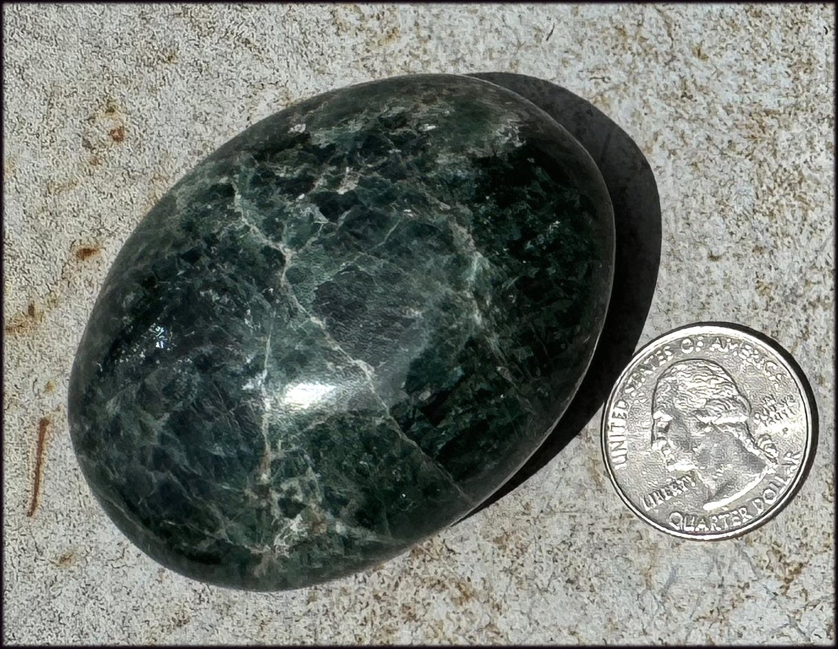 Blue-Green Madagascar APATITE Palm Stone - Release anxiety, Increase intuition