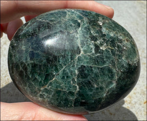 Blue-Green Madagascar APATITE Palm Stone - Release anxiety, Increase intuition