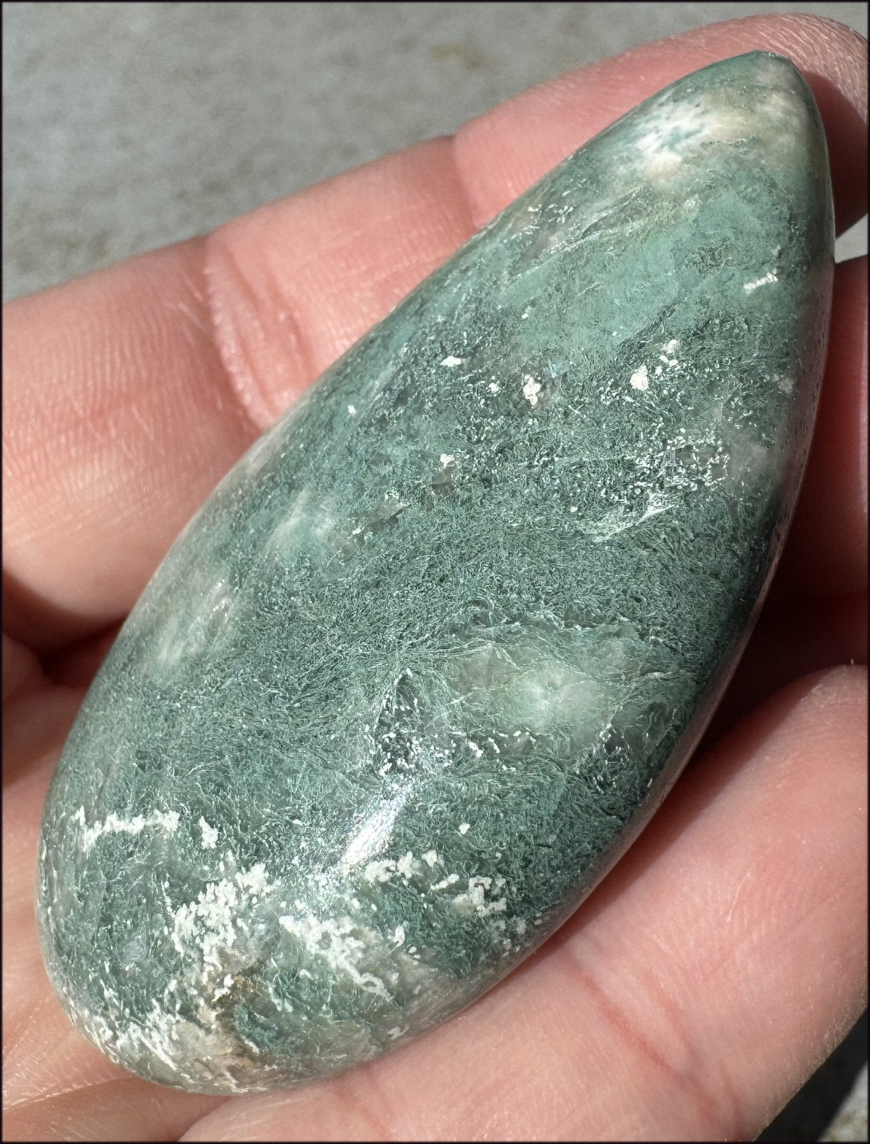 Celadonite Pocket / Palm Stone - Connect with Nature Beings, Heart Chakra