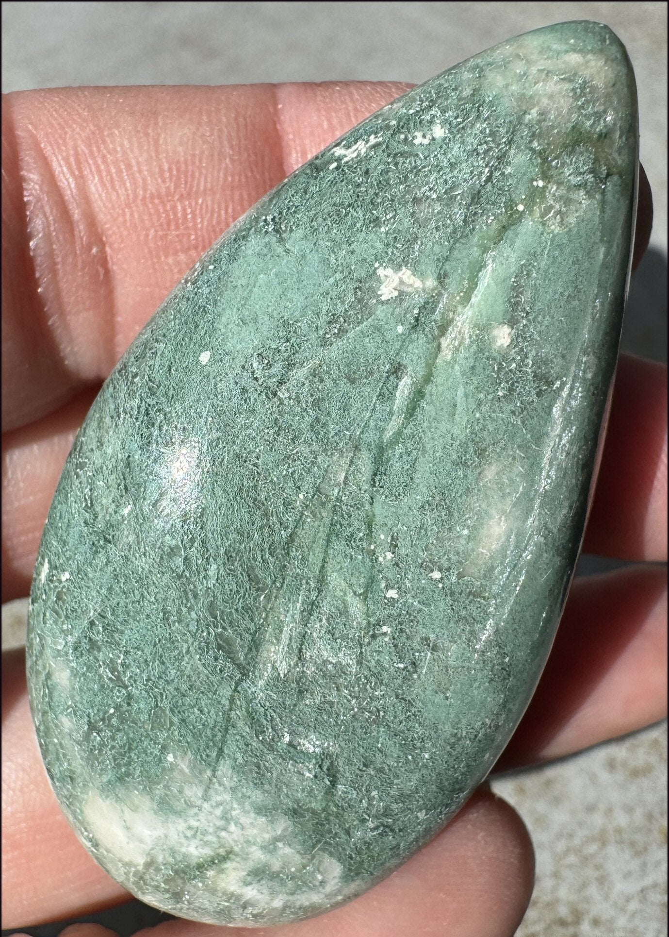 Celadonite Pocket / Palm Stone - Connect with Nature Beings, Heart Chakra