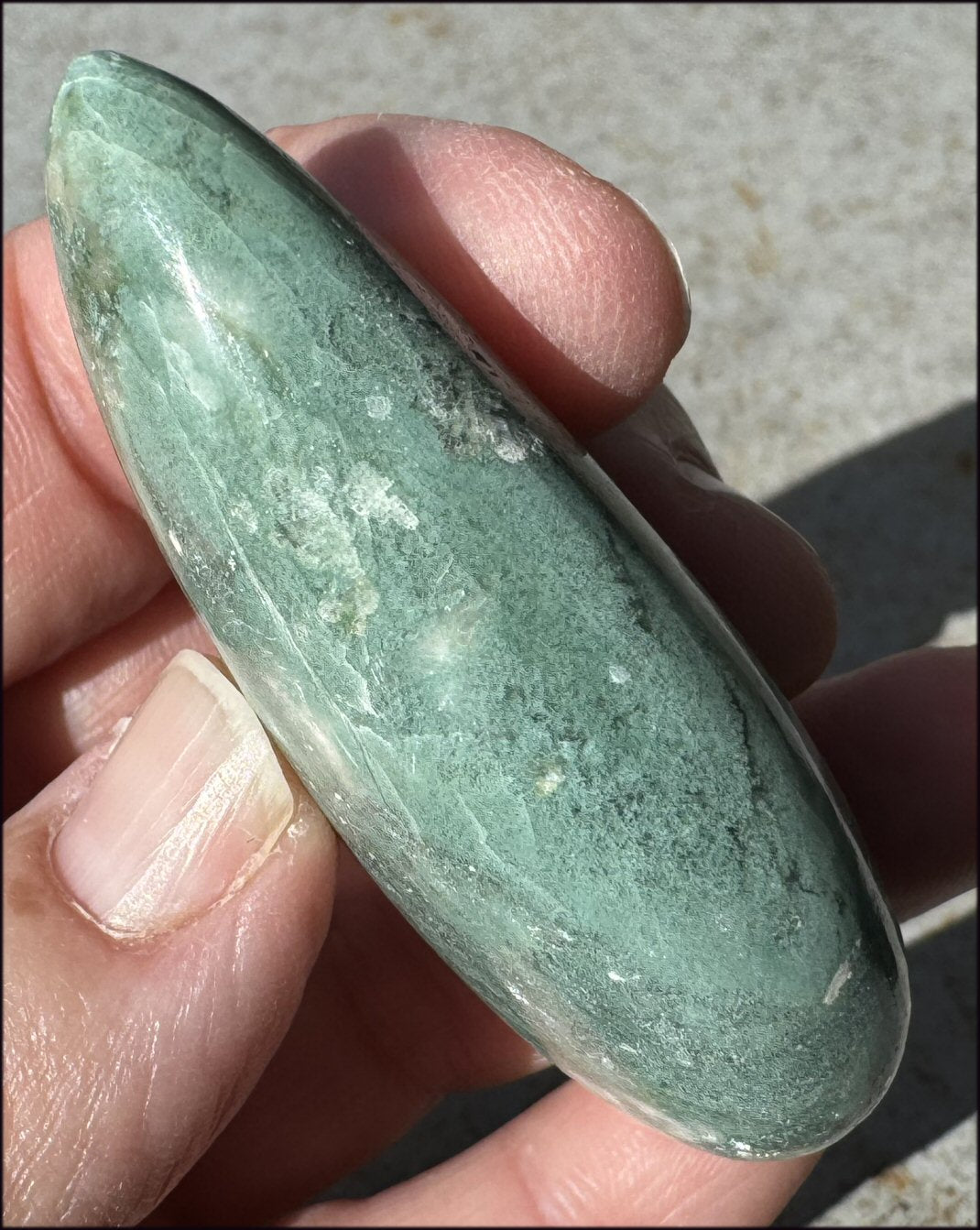 Celadonite Pocket / Palm Stone - Connect with Nature Beings, Heart Chakra