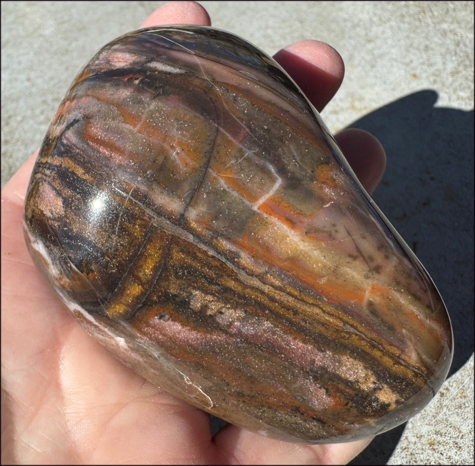 Lg. SUNSET JASPER Crystal Palm Stone - Tranquility, Re-focus