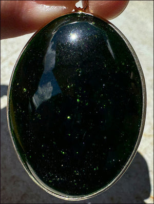 Dark GREEN Goldstone Crystal Pendant - Mental rejuvenation!