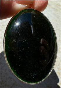 Dark GREEN Goldstone Crystal Pendant - Mental rejuvenation!