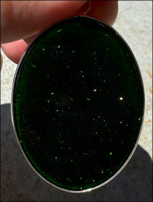 Dark GREEN Goldstone Crystal Pendant - Mental rejuvenation!