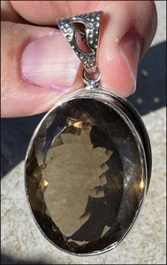 Sterling Silver and Faceted Smoky Quartz Crystal Pendant - Protection, Dissolve Negativity