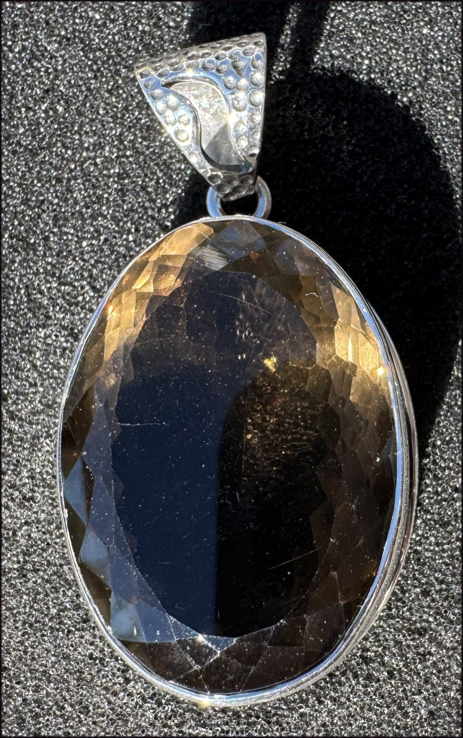 Sterling Silver and Faceted Smoky Quartz Crystal Pendant - Protection, Dissolve Negativity